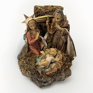 Vintage Fontanini Italy Holy Family Baby Jesus Nativity Music Box Silent Night